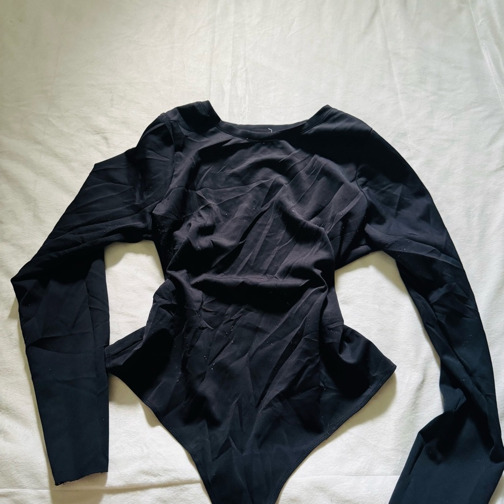 Good American Black Long Sleeve Bodysuit